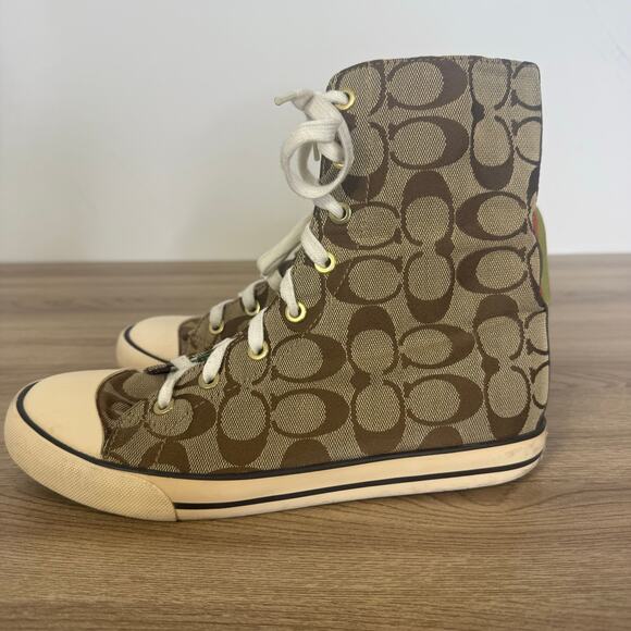 Coach Womens Logo Rainbow Bonney High Tops Great Pre-Owned Condition Size 7.5 - Picture 7 of 15